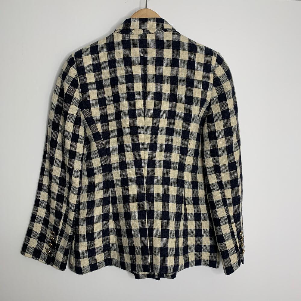 Smythe Women's Double Breasted Min Plaid Blazer Navy Check Size 6 - Picture 8 of 14